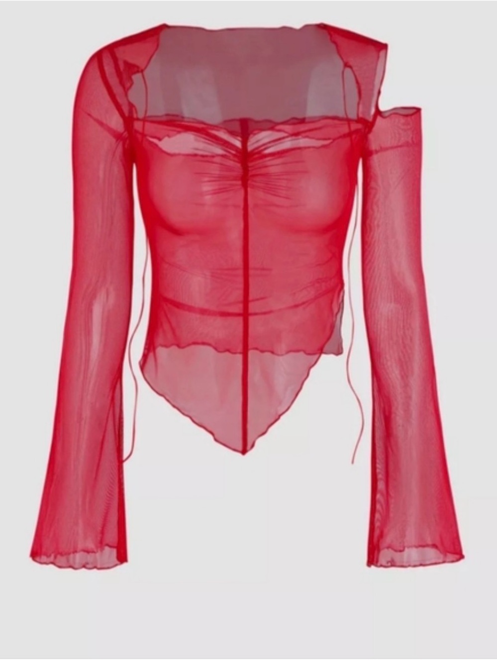 Cider Red Mesh Cut out Top Whimsigoth Fairy Grunge Romantic Coquette Y2K S